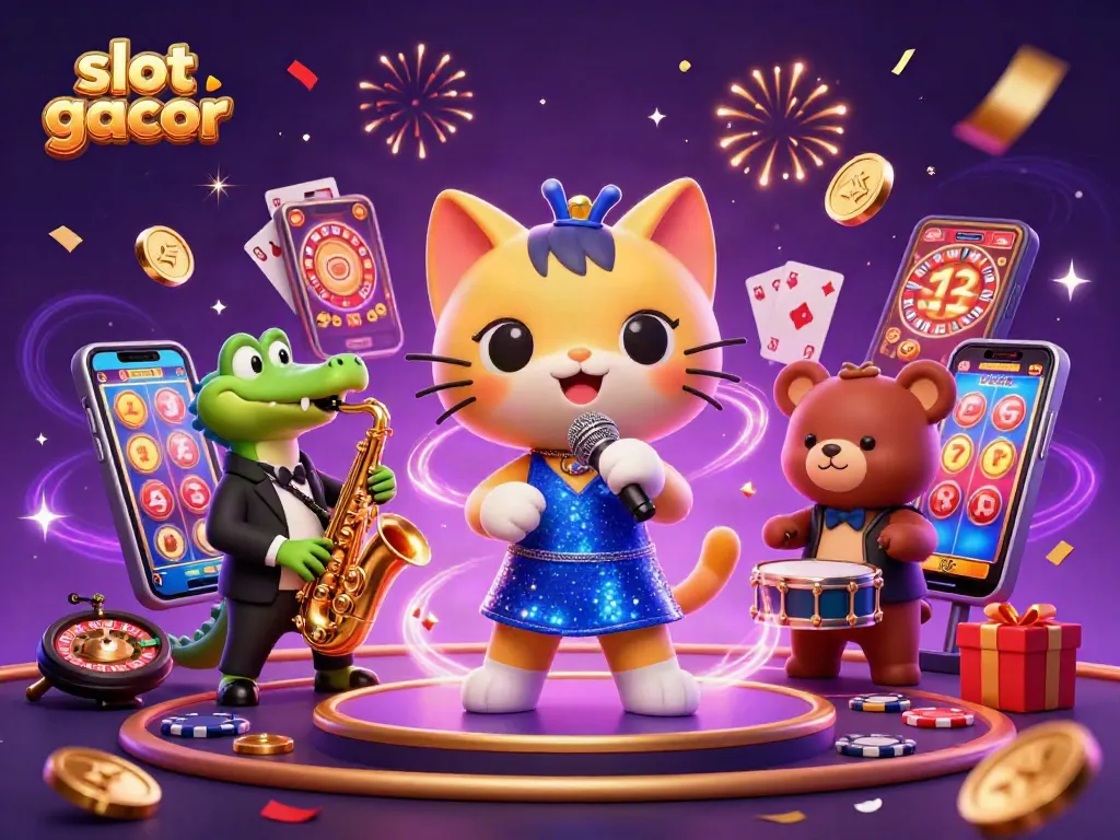 Experience the thrilling slot gacor scene with vibrant characters and a lively casino atmosphere.