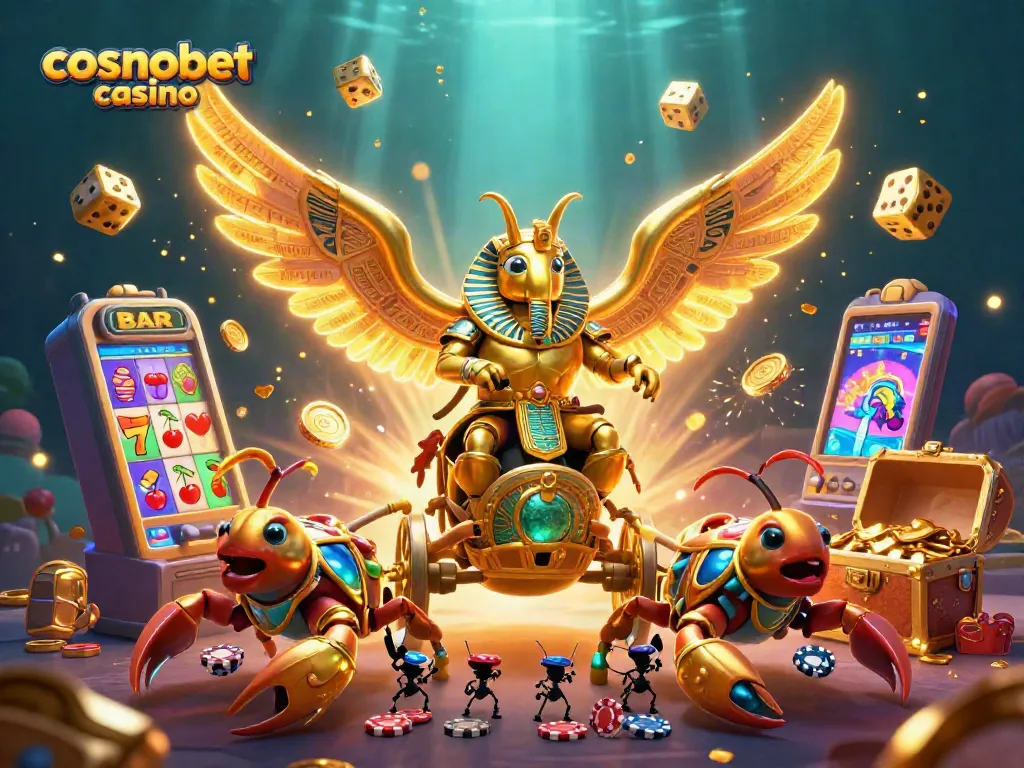 Experience thrilling gameplay at cosmobet casino with a vibrant scene of winnings and dynamic casino elements.