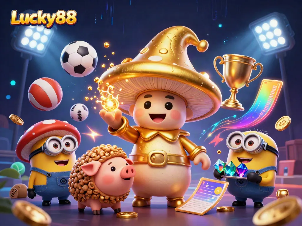 Experience thrilling gameplay with Lucky88's vibrant 3D illustration of magical characters immersing players in a rich casino atmosphere.