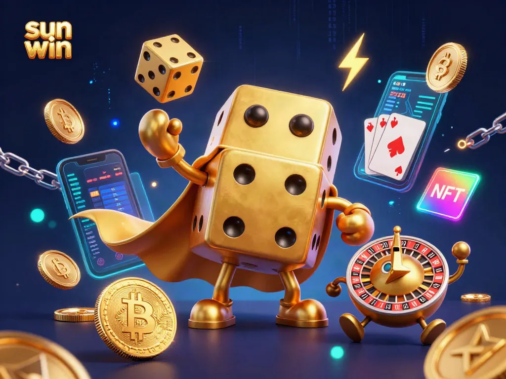 Experience thrilling wins at sun win with playful characters in a dynamic casino scene.