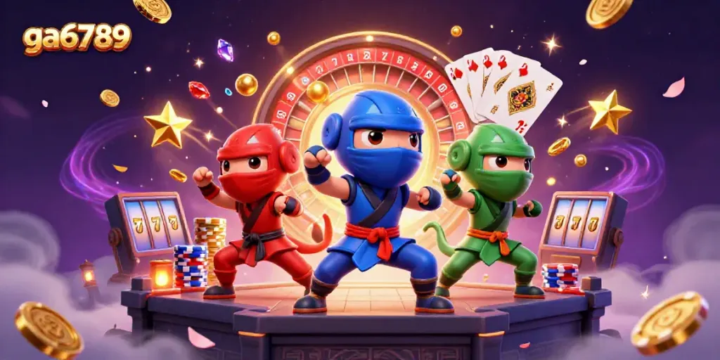 Experience the thrill of ga6789 as cartoon chameleons perform martial arts amid a bounty of casino riches.