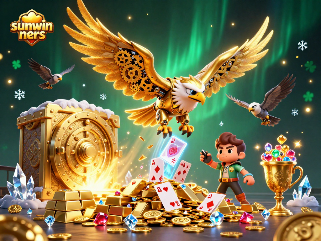 Experience the thrill of sunwin ners with an enchanting 3D casino scene bursting with treasures and excitement.