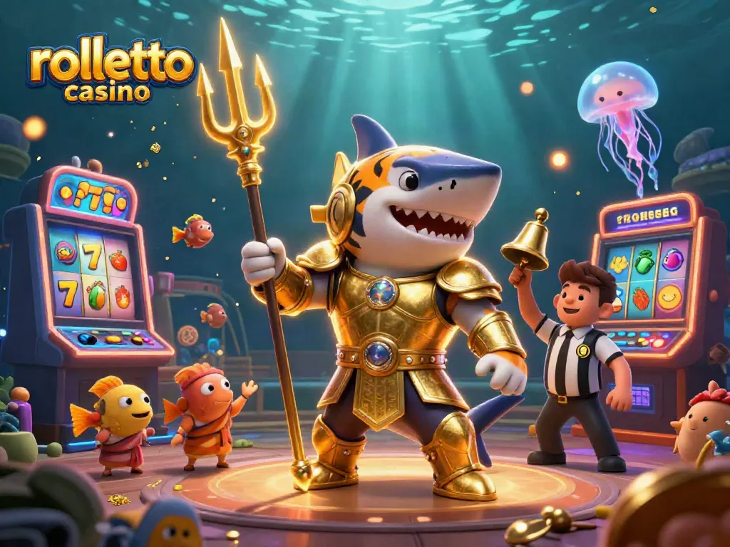 Experience thrills at rolletto casino with a vibrant underwater scene of games and excitement.