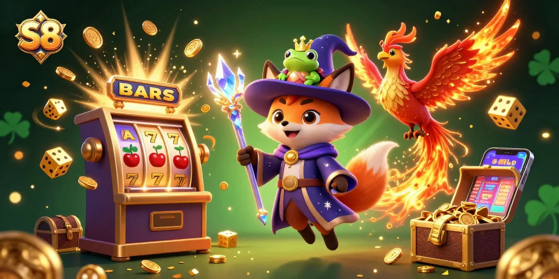 S8 offers an immersive online gaming experience with dynamic 3D illustration capturing the excitement of winnings.
