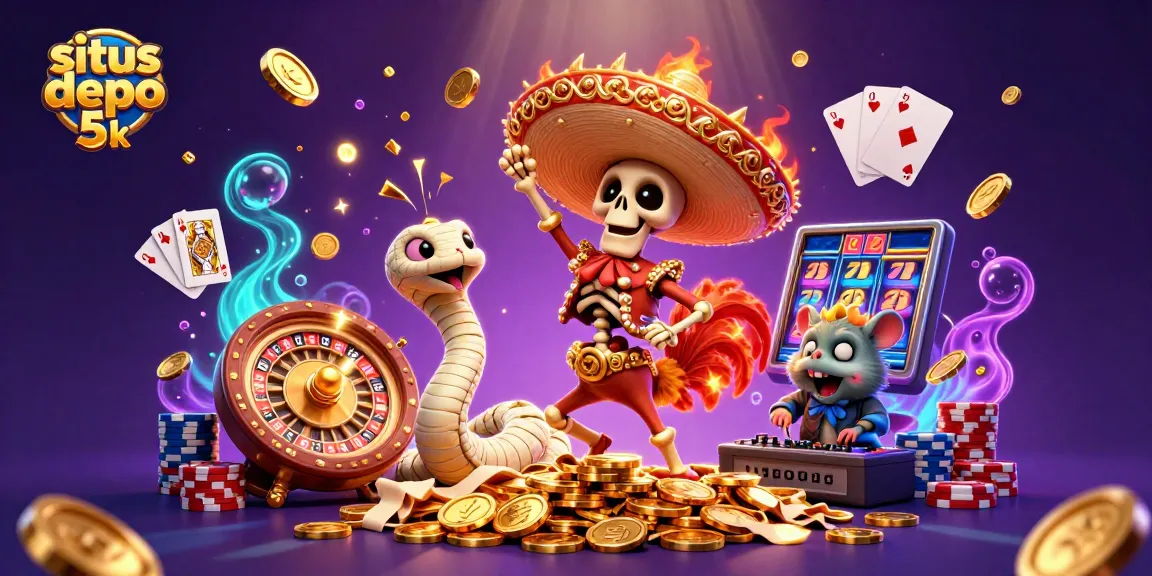 Experience thrilling wins at situs depo 5k with a vibrant 3D casino celebration scene.