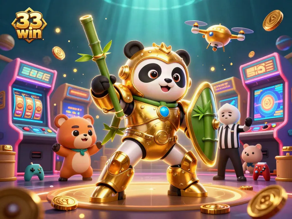 Experience thrilling gameplay with vibrant characters and iconic 33 win casino elements in a lively gambling scene.