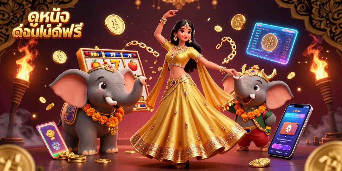 Engage with ดูหนังออนไลน์ฟรี to enjoy thrilling jackpots and vibrant scenes in this dynamic casino-inspired illustration.