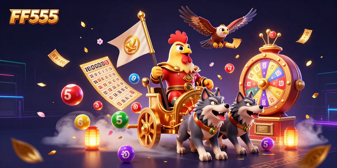 FF555 captures the excitement of gambling with dynamic lottery elements and energetic characters.
