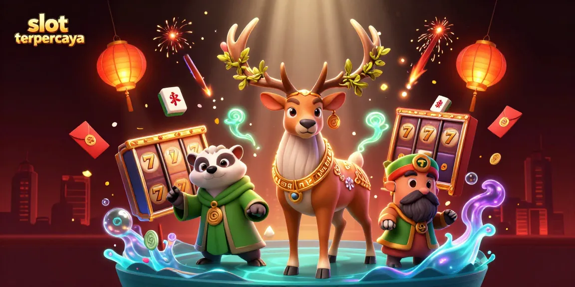 Experience the thrill of slot terpercaya with a vibrant casino-themed illustration, featuring enchanted characters and energetic elements.