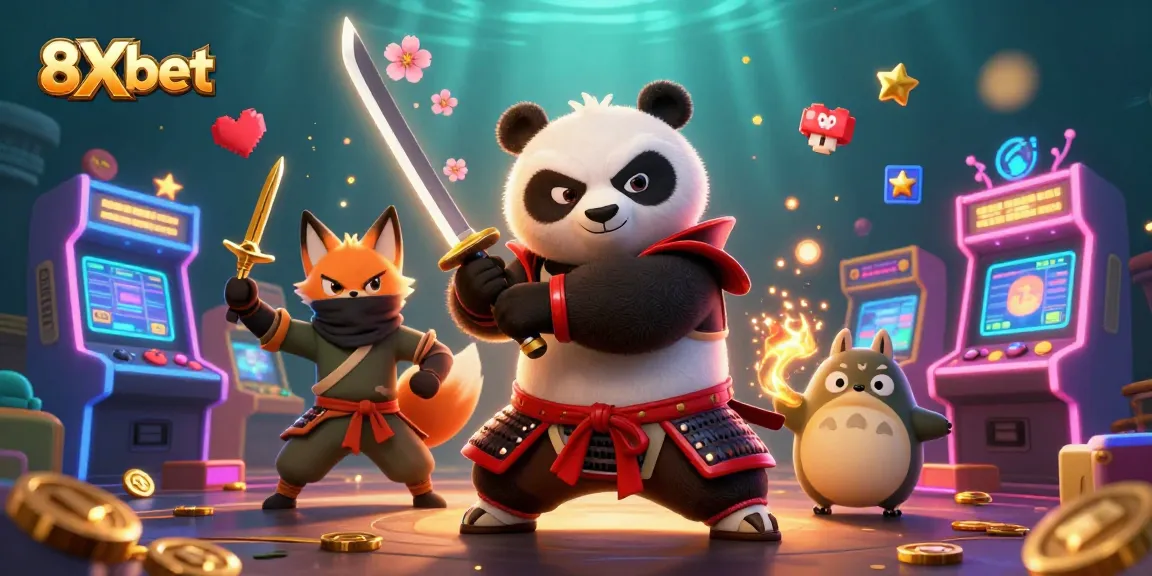 Engage in thrilling gameplay with 8Xbet's vibrant casino elements and dynamic characters.
