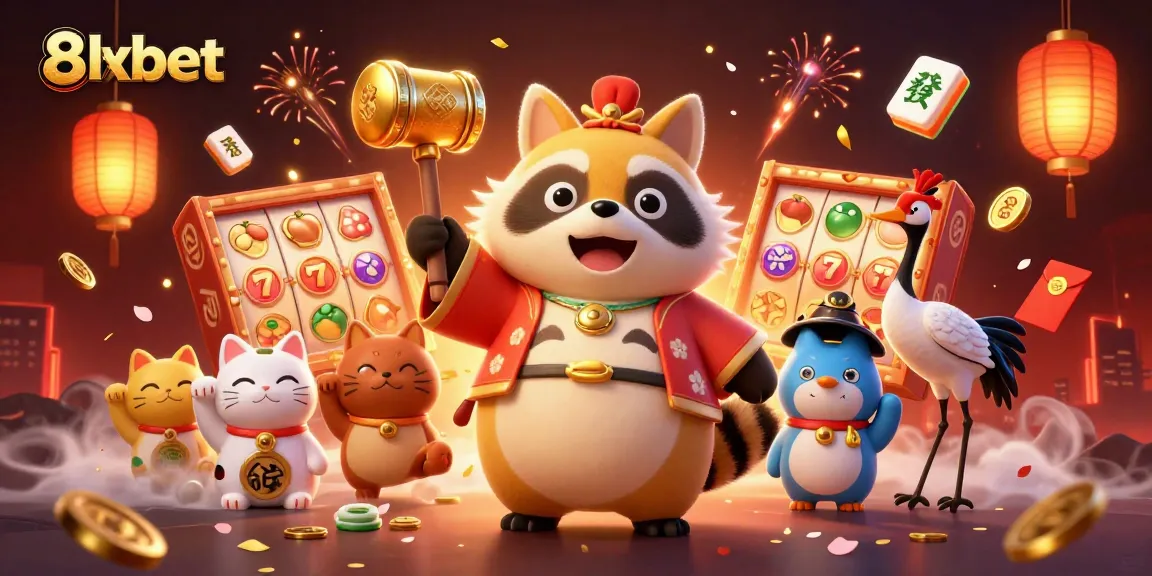Experience thrilling jackpots with 8xbet's cheerful tanuki and fortune cats amidst dynamic casino elements