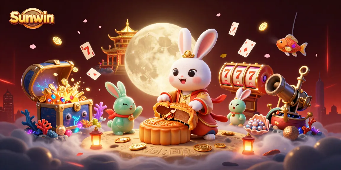 Sunwin players enjoying a captivating casino experience with slot reels and vibrant game elements.