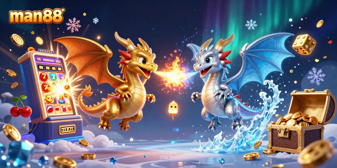 Experience thrilling jackpots with man88 in this vibrant casino scene featuring magical dragons and games.