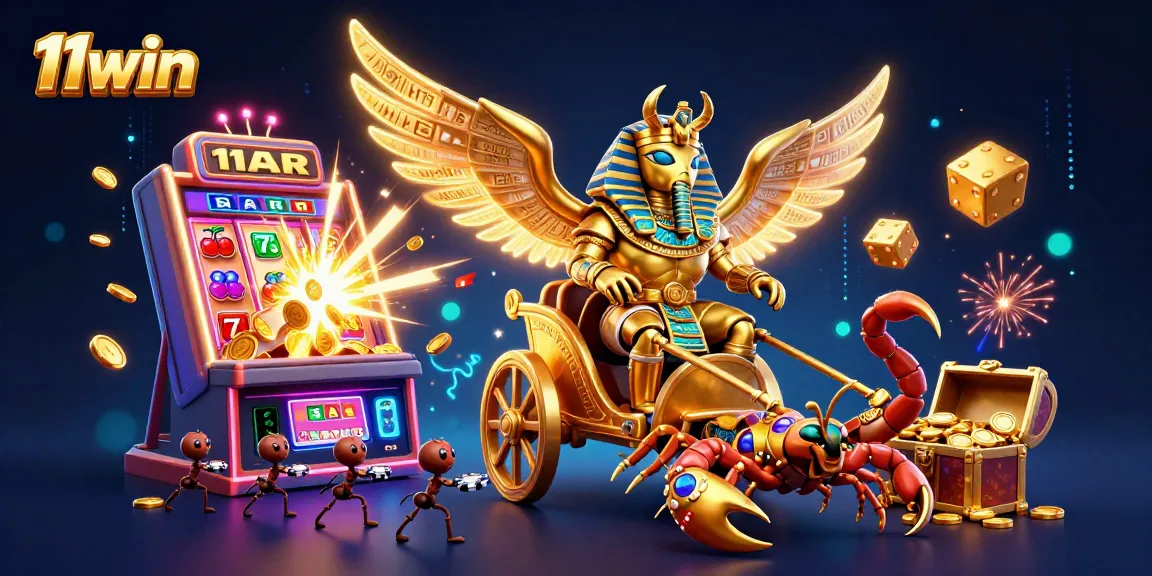 Experience the thrilling atmosphere of online gambling at 11win with a dynamic 3D casino scene.