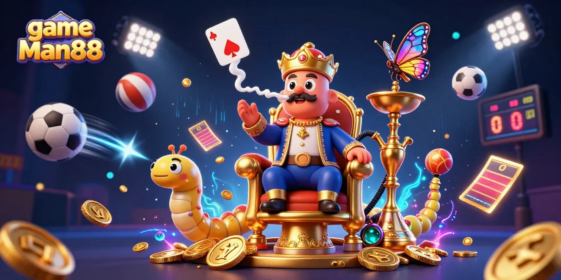 View the exciting scene of game Man88 where a whimsical caterpillar brings magic to the casino!