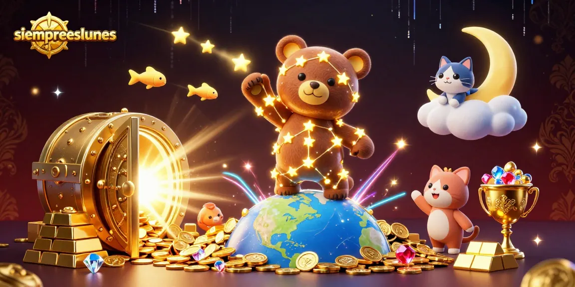 Immerse in the thrill of siempreeslunes as golden stars shine over a colorful casino scene.