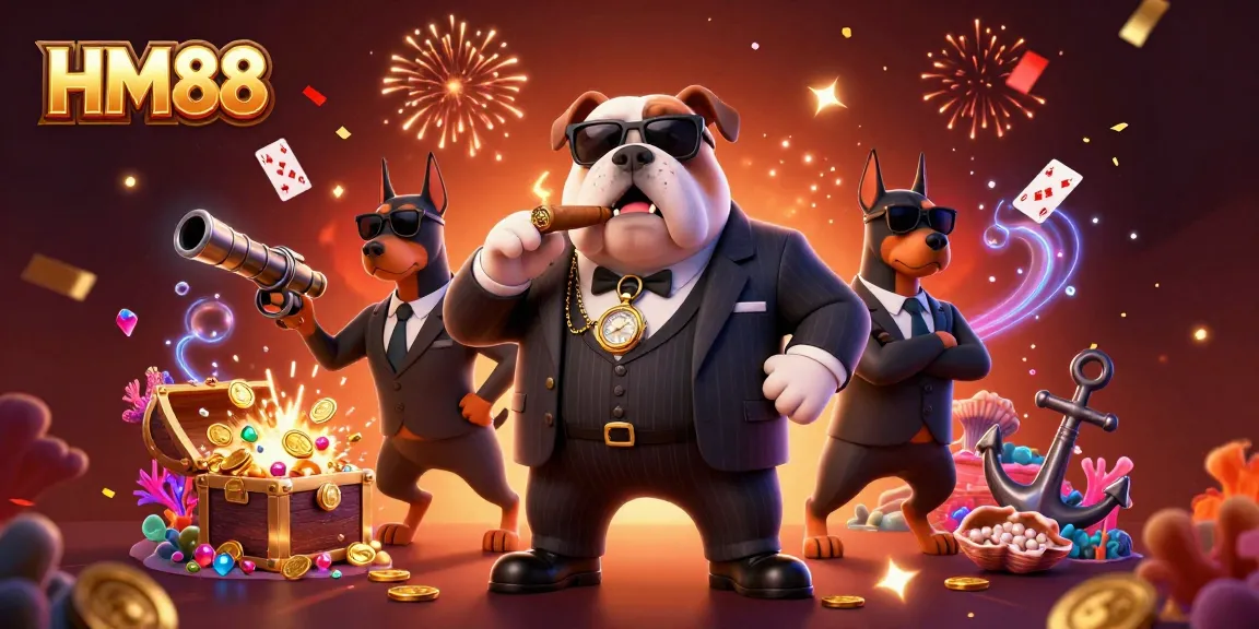 Engage with HM88 for thrilling casino vibes featuring a mafia boss and security.